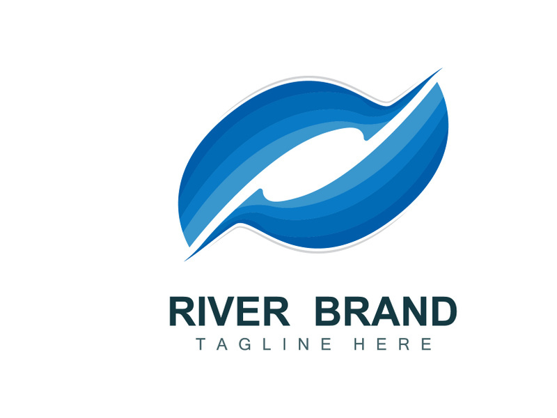 River Logo Design, River Creek Vector, Riverside Illustration With A Combination Of Mountains And Nature, Product Brand