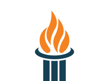 Burning Torch Fire Flame with Pillar column logo design preview picture