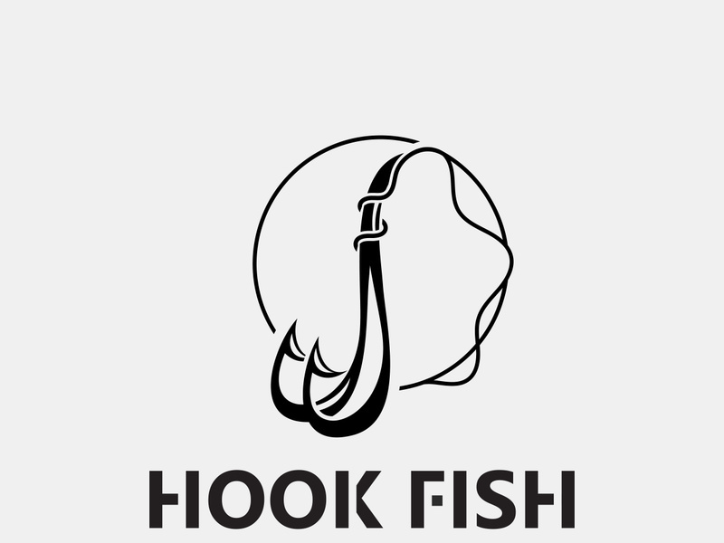 Hook Fishing logo simple and modern vintage rustic vector design style template illustration