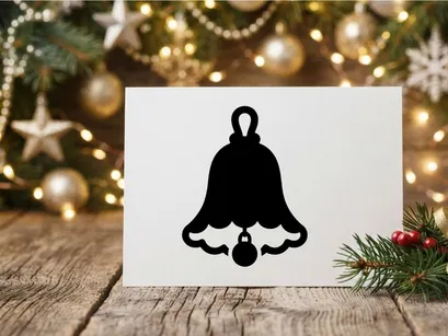 Schwarze Silhouette einer Weihnachtsglocke als Icon isoliert auf weißem Hintergrund