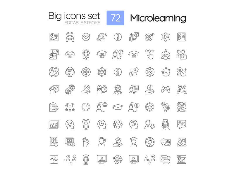 Microlearning linear icons set