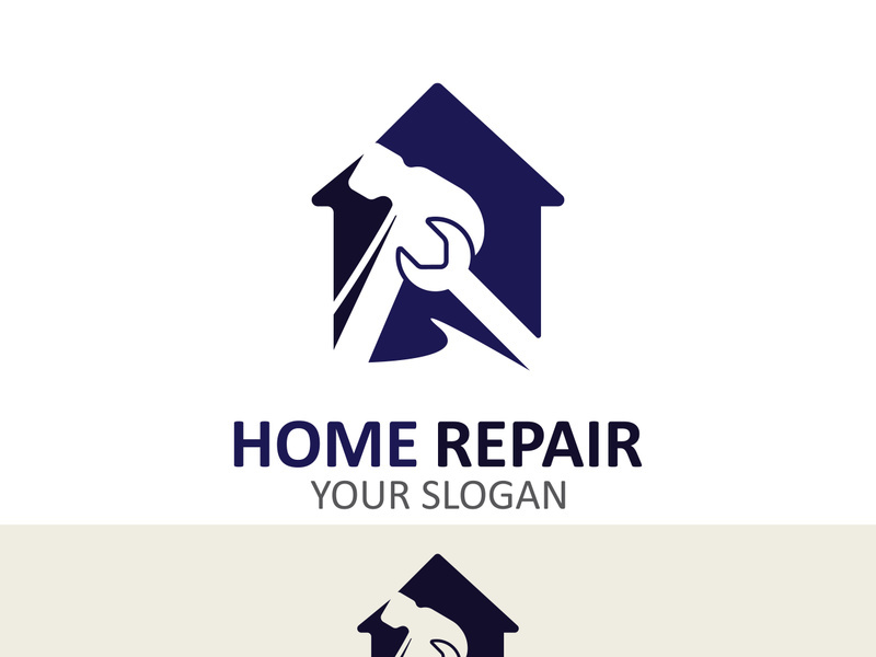Home repair logo design vector with handyman service construction vector