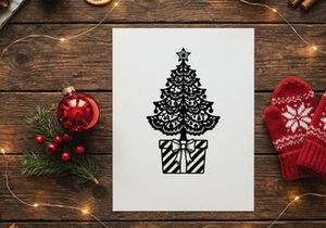 Árvore de Natal Festiva com Caixa de Presente para Celebração de Férias
