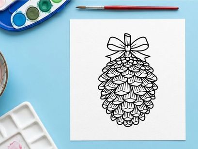 Piña decorativa con moño para decoración navideña. Ornamento festivo elegante para Navidad y celebraciones de invierno.