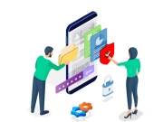 Isometric-Illustration-Secure your Mobile