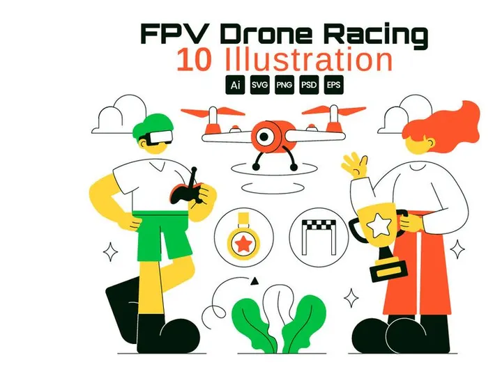 10 FPV Drone Racing Illustration