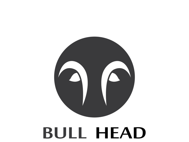 Retro vintage bull head horns logo design.