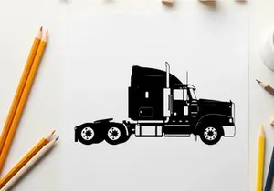 Silhouette of a large semi truck with sleeper cabin