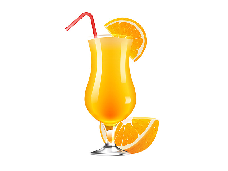 Orange juice realistic vector illustration