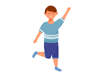 Happy playful dancing boy flat vector illustration preview picture