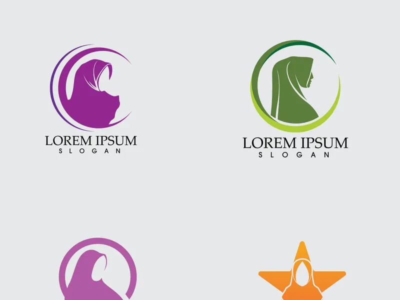 Hijab logo black background vector