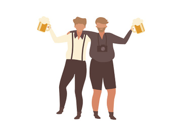 Tourists participating at Oktoberfest semi flat color vector characters preview picture