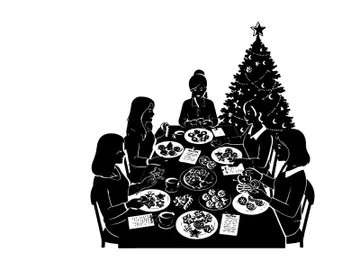Silhouette of family enjoying christmas dinner together preview picture