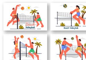 9 Beach Volleyball Player Illustration