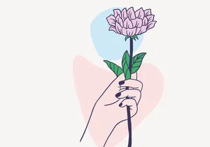 Women Hand Give a Flower, Vector Illustration