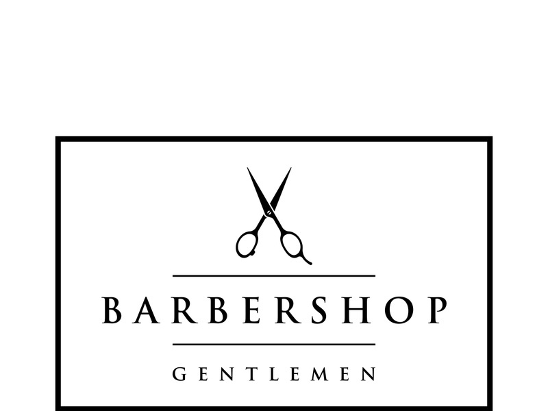 Barbershop logo in vintage style with the concept of scissors, razor and other tools.Logo for business, salon, label and barbershop.