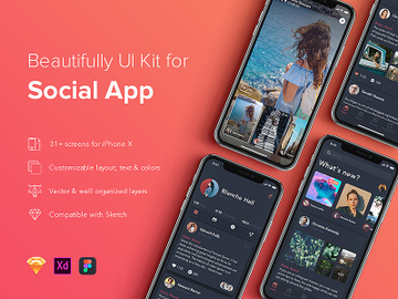 ZINGO - Social Mobile UI Kit for SKETCH preview picture