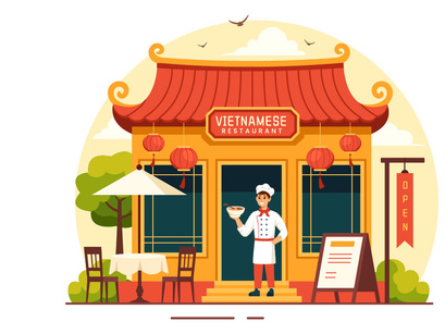 10 Vietnamese Food Restaurant Illustration