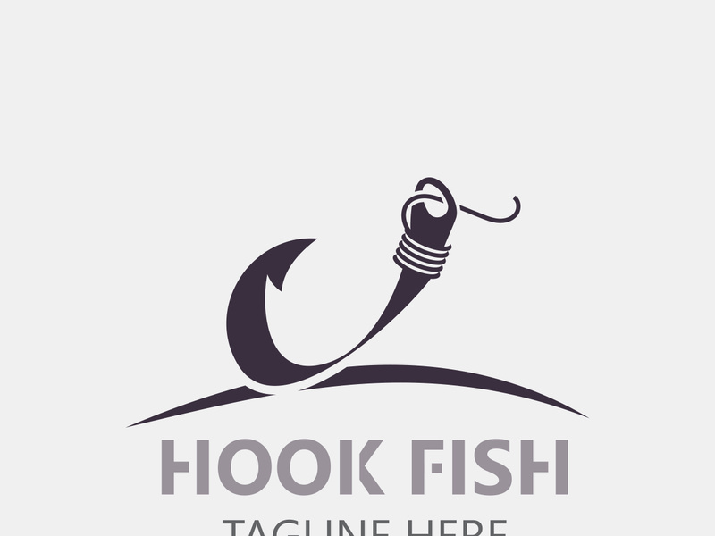 Hook Fishing logo simple and modern vintage rustic vector design style template illustration