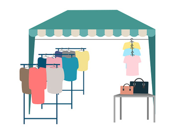 Trade tent with clothes flat vector illustration preview picture