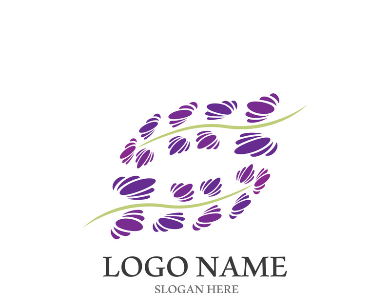 Fresh lavender flower logo vector flat design