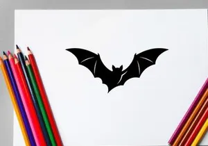 Silhouette of a Bat Flying with Spread Wings in Dark Night Scene