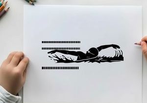 Silhouette of a swimmer in a pool swimming stroke silhouette
