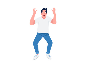 Shocked man flat color vector detailed character preview picture