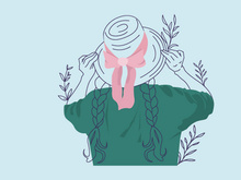 Line art portrait of a girl. An avatar. Vector flat illustration