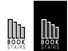 book stairs logo, or library for bookstores, book companies, publishers, encyclopedias, libraries, education, digital books, vectors