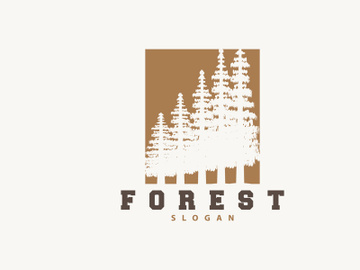 Forest Logo, Vector Forest Wood With Pine Trees Design preview picture