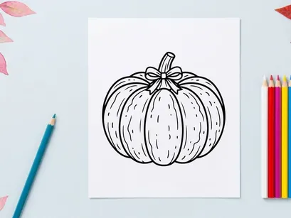 Cute pumpkin illustration for autumn decor. Hand-drawn seasonal symbol for harvest and Halloween themes.
