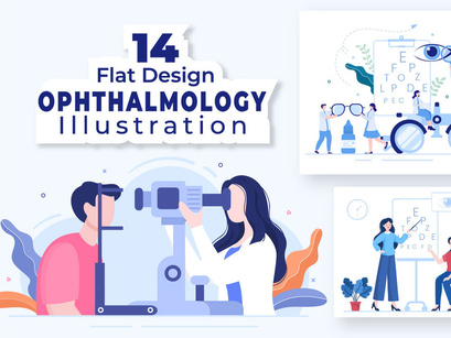 14 Ophthalmology Eyes Flat Design Illustration