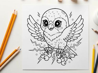 Cute owl with lightning bolts vector illustration flat design