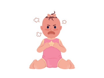 Offended baby girl screaming semi flat color vector character preview picture