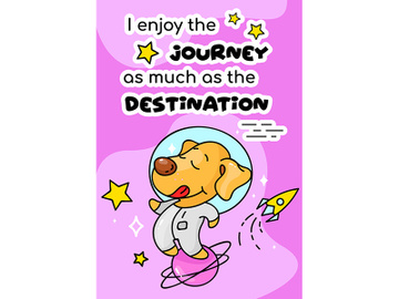 Cute dog in space cartoon poster vector template preview picture