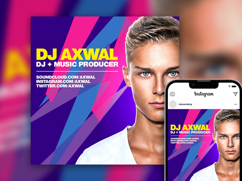 Free Awesome Simple DJ Party Instagram Post Template