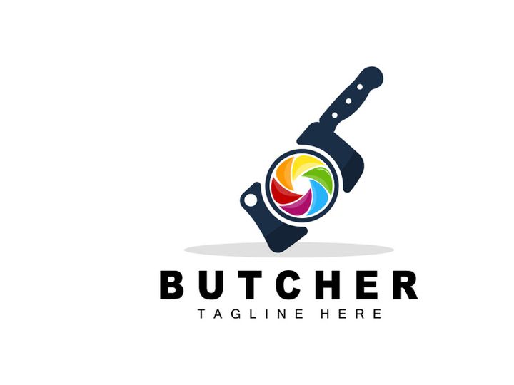 Butcher logo design, Knife Cutting Tool Vector Template, Product Brand Illustration
