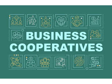 Business co-ops word concepts dark green banner preview picture