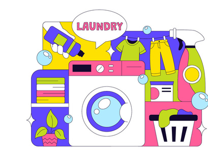 10 Laundry Room Vector Illustration