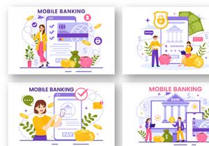 13 Mobile Banking Vector Illustration