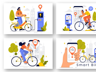 9 Smart Technology Bike Illustration