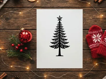 Stylized Christmas Tree with Star Topper for Holiday Celebrations