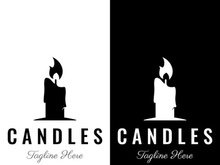 Simple burning luxury candlelight logo design with isolated background.Template for business, sign, company.
