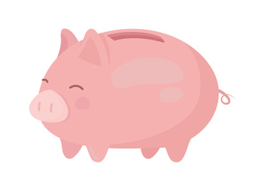 Piggy bank semi flat color vector object preview picture