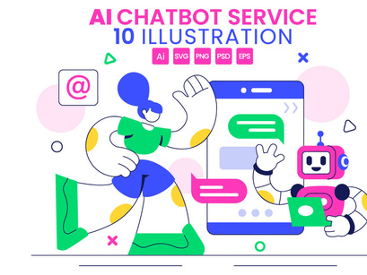 10 AI Chatbot Service Illustration