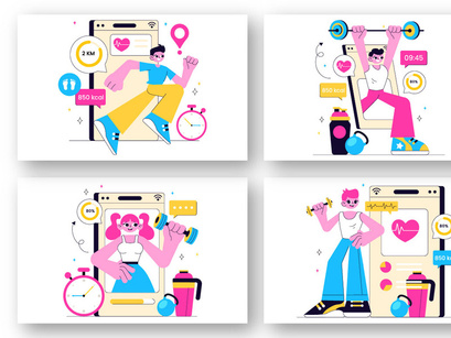 10 Virtual Fitness App Promotion Illustration