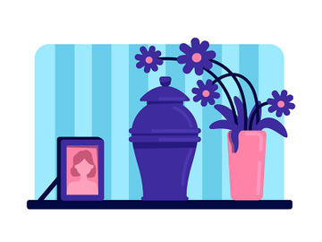 Urn with ashes flat color vector illustration preview picture