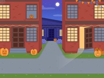 Halloween night flat color vector illustration preview picture