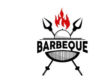 Barbeque Logo, Hot Grill Design With Fire And Spatula preview picture